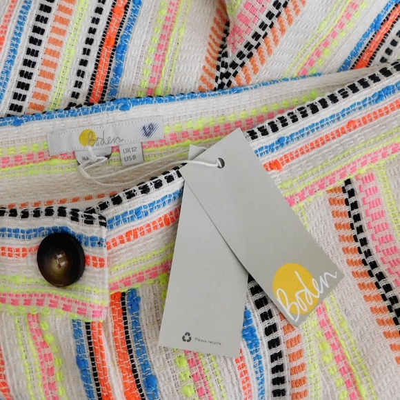 NWT!! BODEN Textured Stripe Shorts Neon Colorful Pockets Linen Pockets Size 8 - Picture 12 of 16